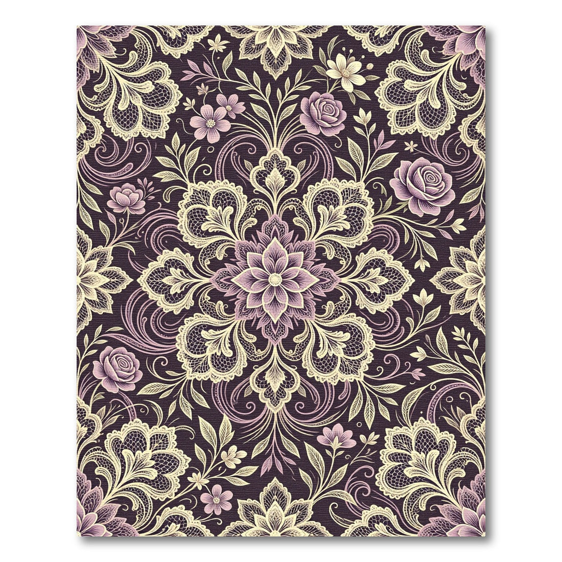 Victorian Lavender Lace Floral Medallions Rug