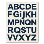 Modern Navy Blue Typographic Alphabet Rug