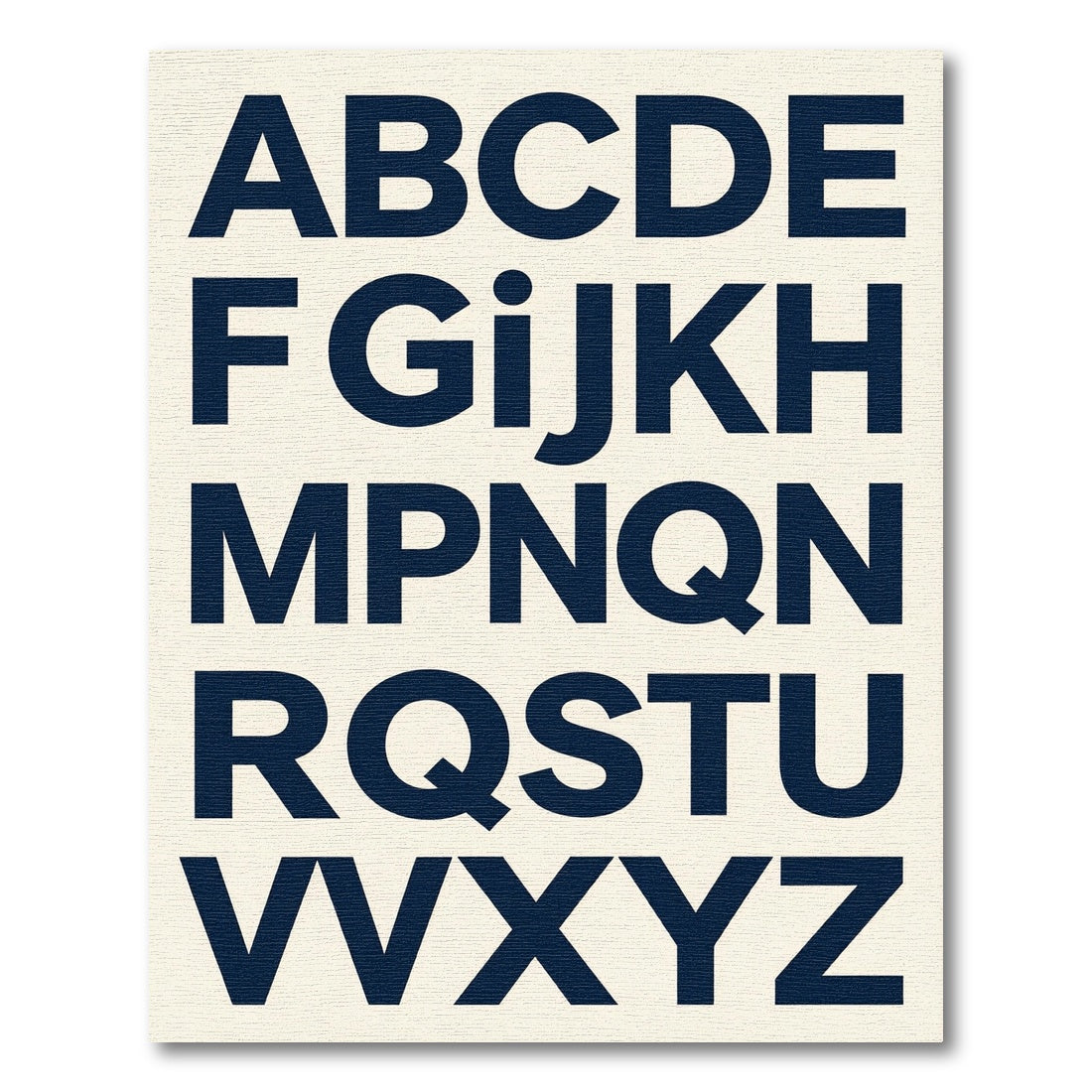 Modern Navy Blue Typographic Alphabet Rug