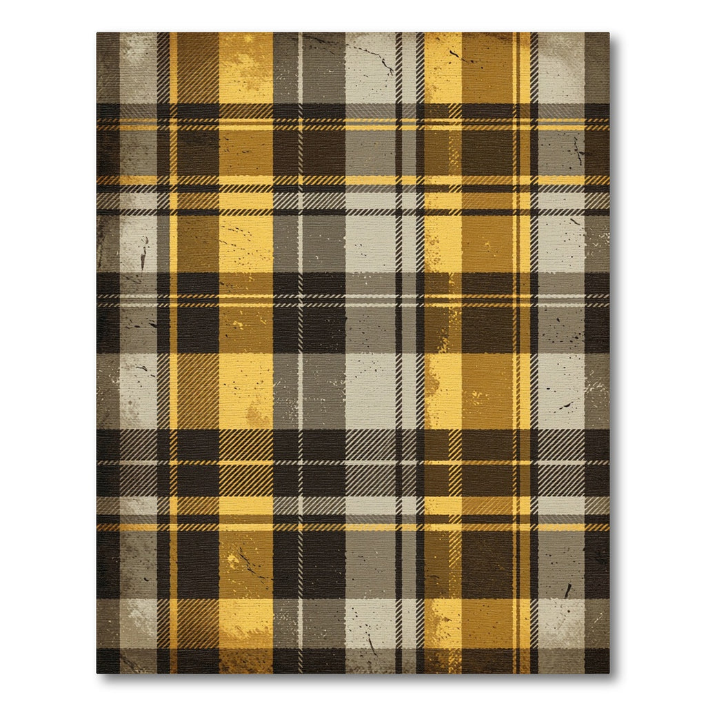 Rustic Ochre and Charcoal Plaid Rug