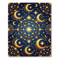 Celestial Gold Moon and Starry Sky Rug