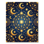 Celestial Gold Moon and Starry Sky Rug