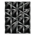 Metallic Silver Abstract Geometric Grid Rug