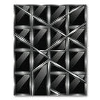 Metallic Silver Abstract Geometric Grid Rug