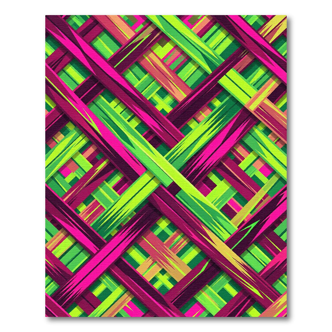 Vibrant Neon Geometric Woven Lattice Rug