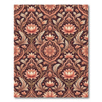 Coral Pink Lotus Floral Damask Rug