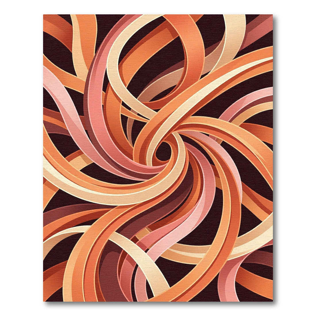 Abstract Swirl Coral Peach Ribbons Rug
