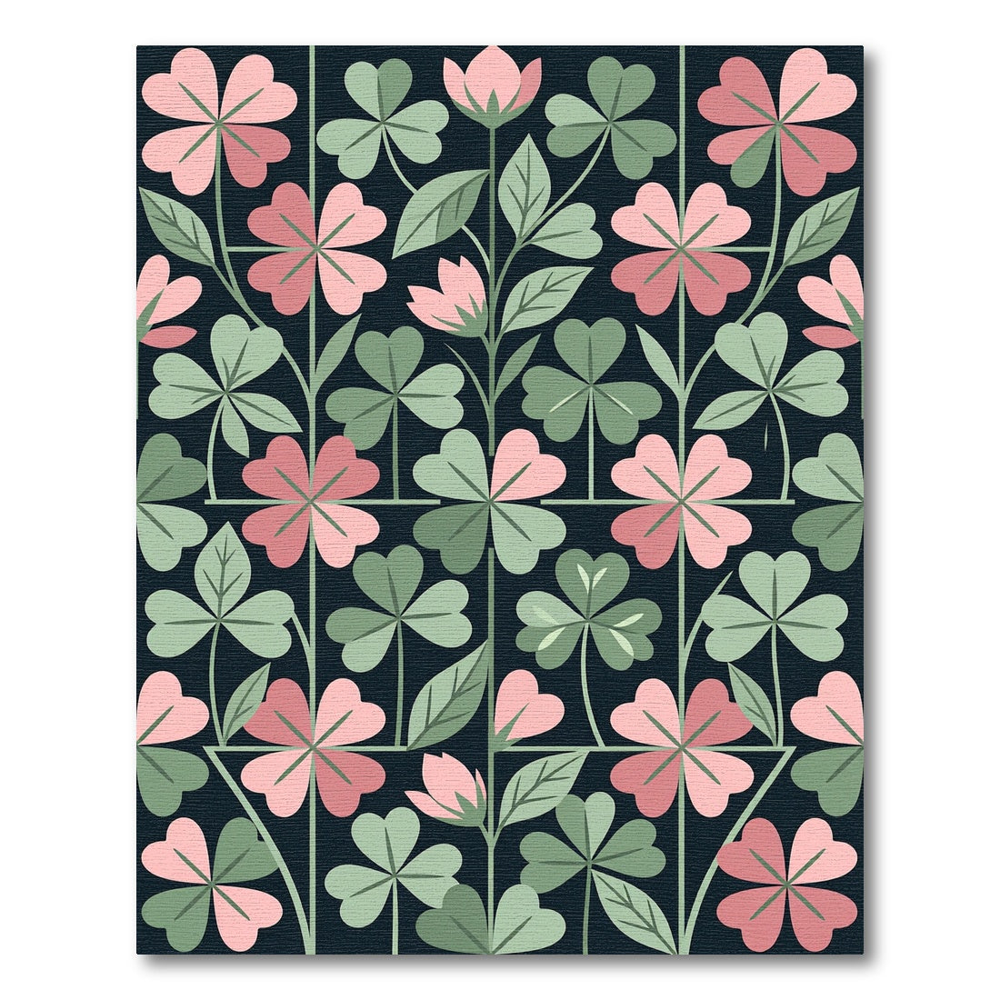 Blush Pink and Sage Clover Meadow Rug