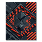 Industrial Black and Orange Hazard Geometric Rug