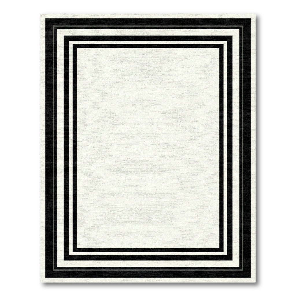Modern Black and White Striped Border Rug