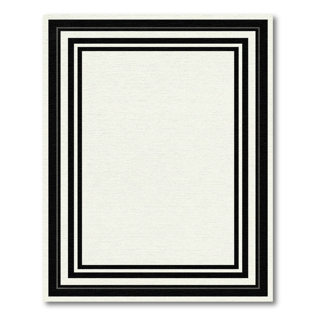 Modern Black and White Striped Border Rug