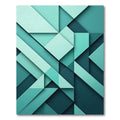 Modern Teal Geometric Angular Abstract Rug