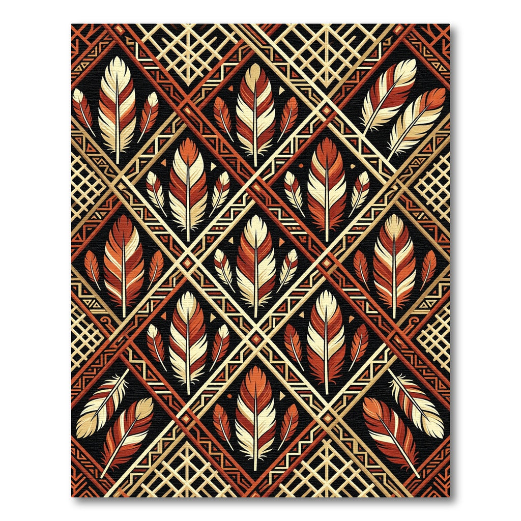 Geometric Earthy Feather Diamond Tile Rug