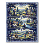 Pastoral Serenity Blue Landscape Scenes Rug