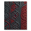Crimson and Charcoal Interlocking Celtic Knot Rug