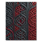 Crimson and Charcoal Interlocking Celtic Knot Rug