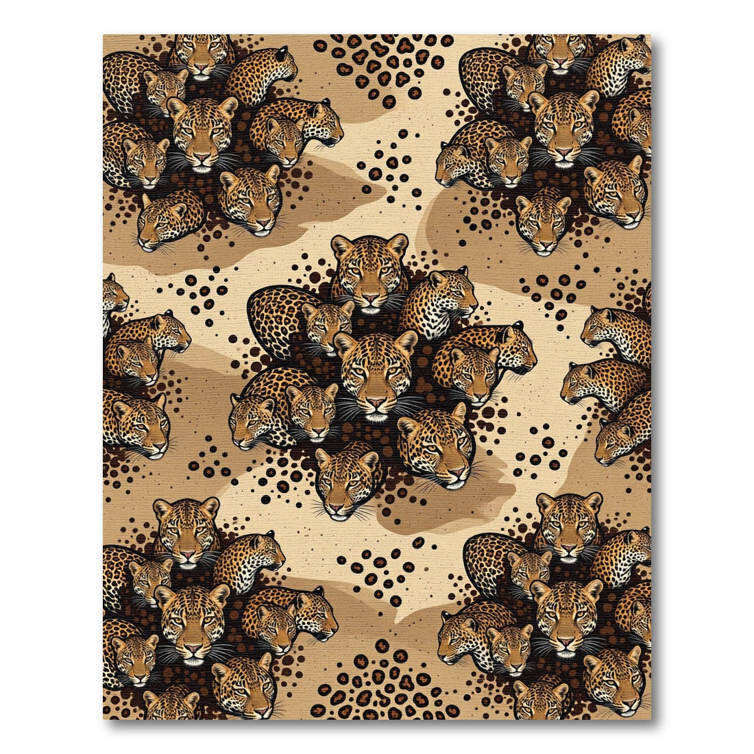 Leopard Head Tan Wild Animal Rug