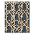 Gold Intricate Arch Lattice Navy Area Rug