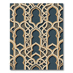Gold Intricate Arch Lattice Navy Area Rug