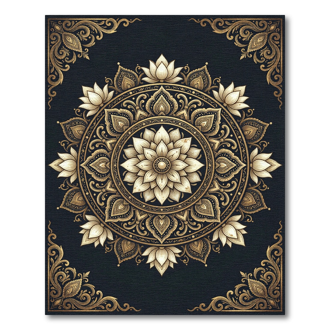 Golden Lotus Mandala Art Rug