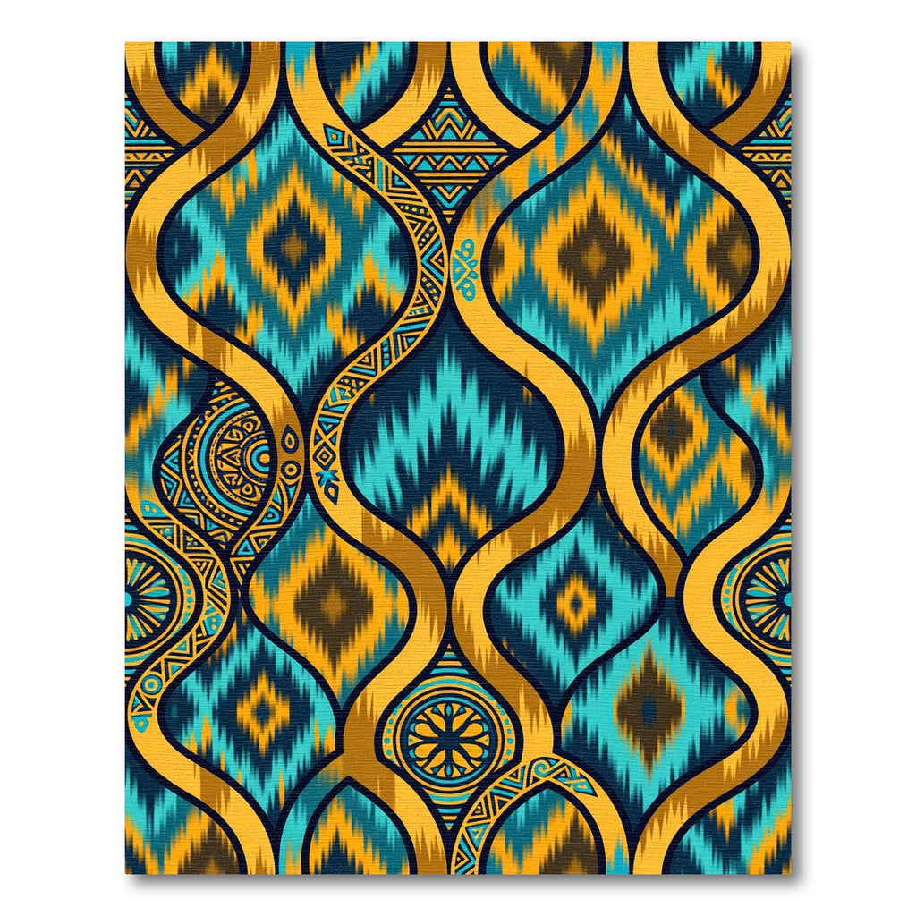 Teal Gold Abstract Geometric Lattice Rug