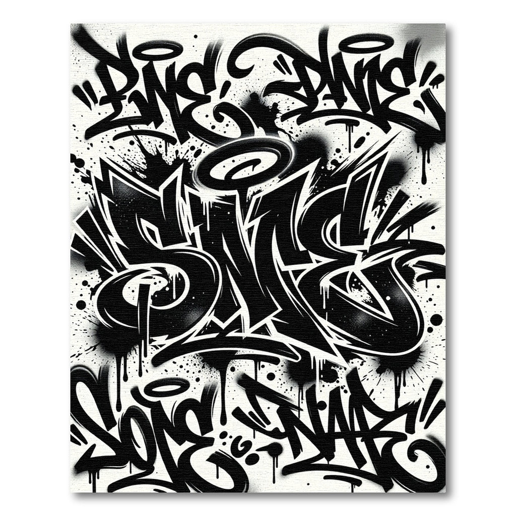 Monochrome Street Art Graffiti Lettering Rug