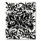 Monochrome Street Art Graffiti Lettering Rug