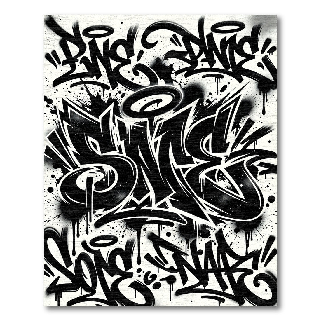 Monochrome Street Art Graffiti Lettering Rug