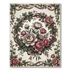 Vintage Dusty Rose Floral Wreath Rug