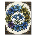 Elegant Blue and Gold Lily Wreath Rug