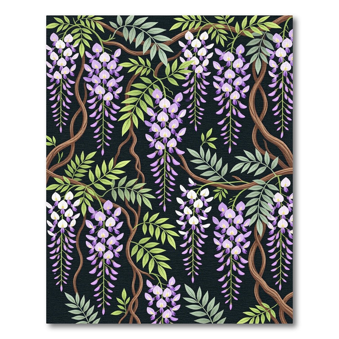 Lavender Wisteria Vine Dark Floral Rug