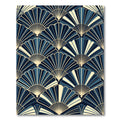 Art Deco Navy Gold Shell Fan Rug