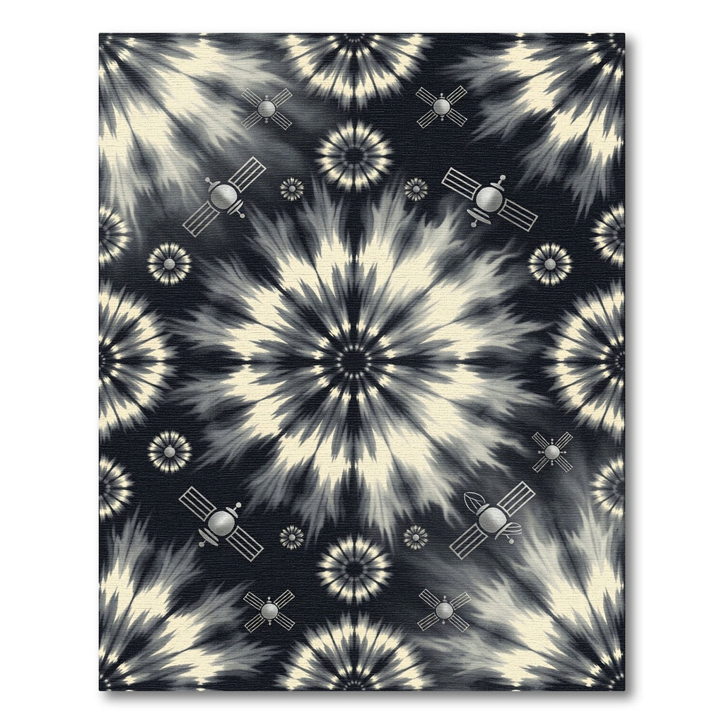Black Tie Dye Satellite Burst Rug