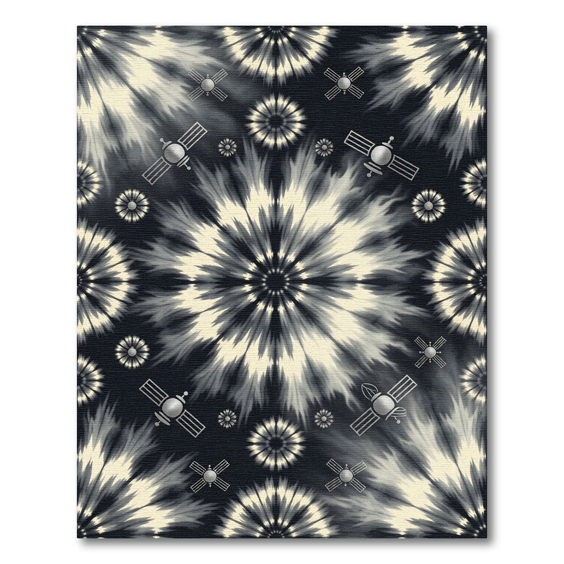 Black Tie Dye Satellite Burst Rug