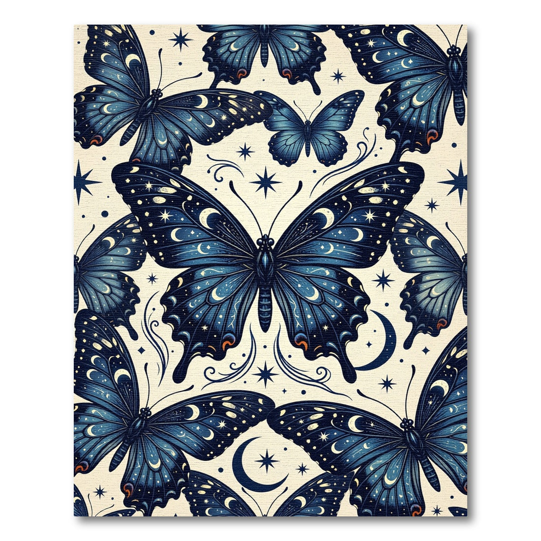 Celestial Indigo Butterfly Starry Night Rug