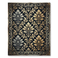 Elegant Gold and Charcoal Damask Scroll Rug