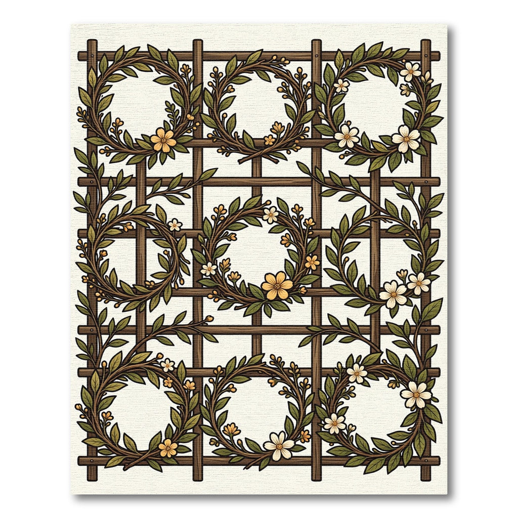Trellis Florals with Laurel Wreaths Rug