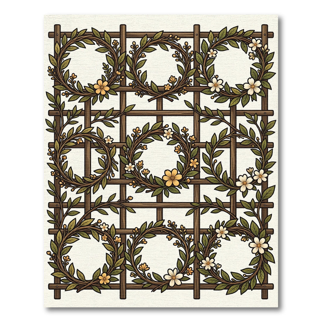 Trellis Florals with Laurel Wreaths Rug