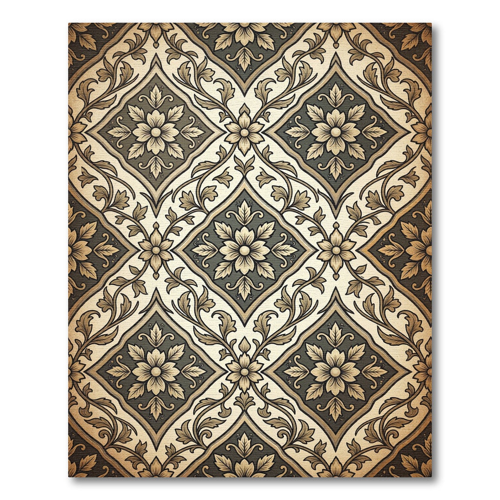 Classic Floral Damask Cream Gray Rug