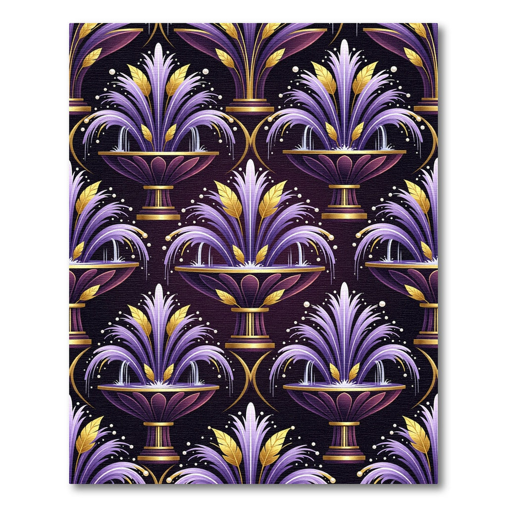 Grand Purple Gold Fountain Composition Rug
