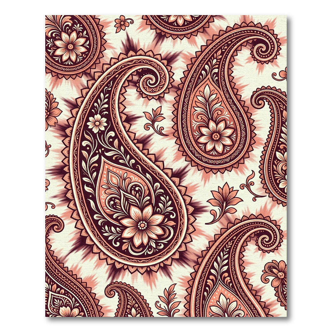 Coral Paisley Floral Medallion Rug