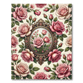 Romantic Pink Rose Filigree Frame Rug