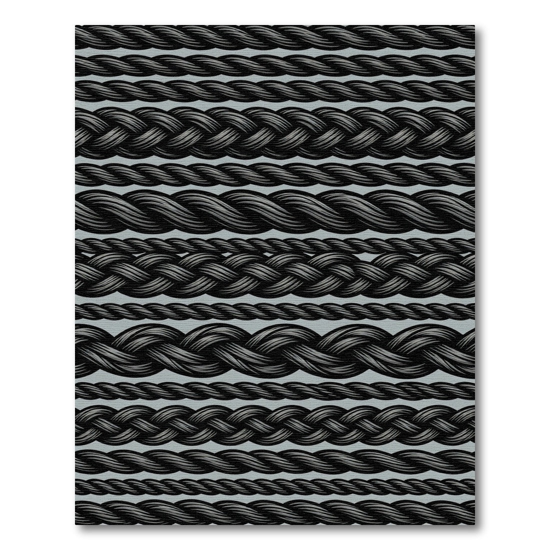 Black Twisted Braided Rope Rows Rug