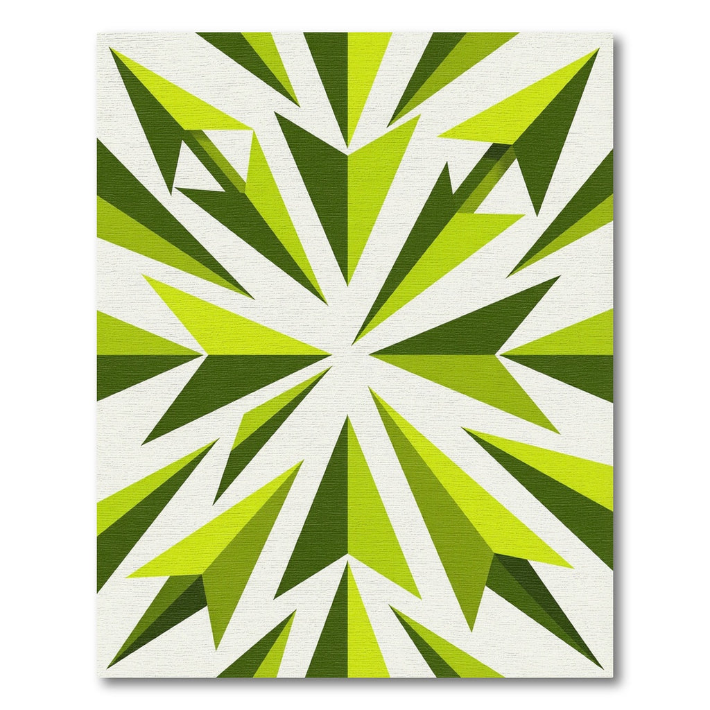 Modern Lime Geometric Starburst Tile Rug