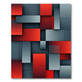 Striking Red Gray Geometric Blocks Rug