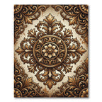 Ornate Antique Gold Filigree Medallion Rug