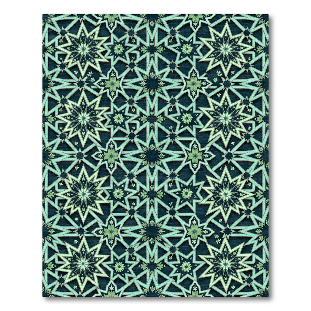 Teal Green Starburst Mandala Rug
