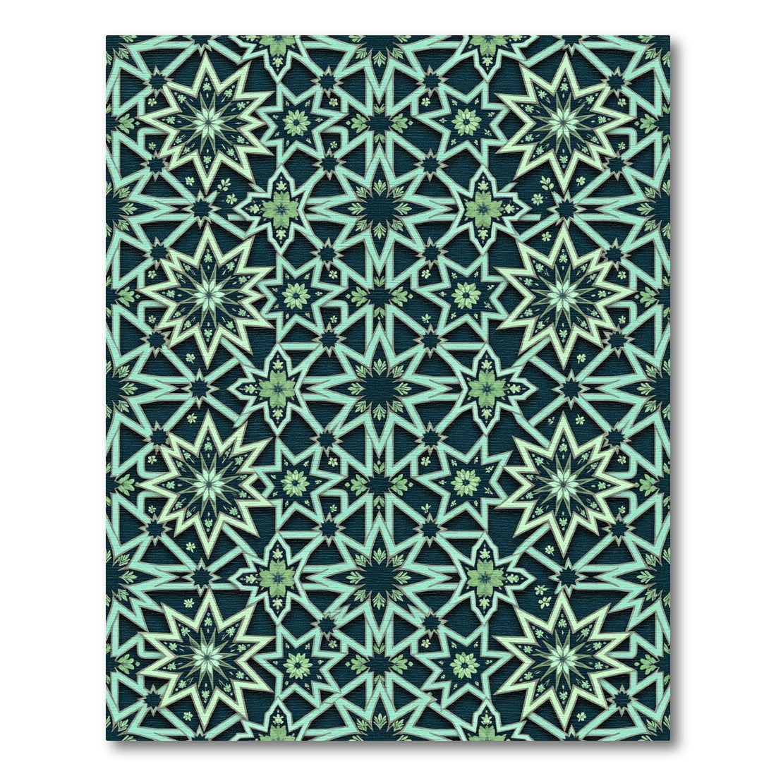 Teal Green Starburst Mandala Rug