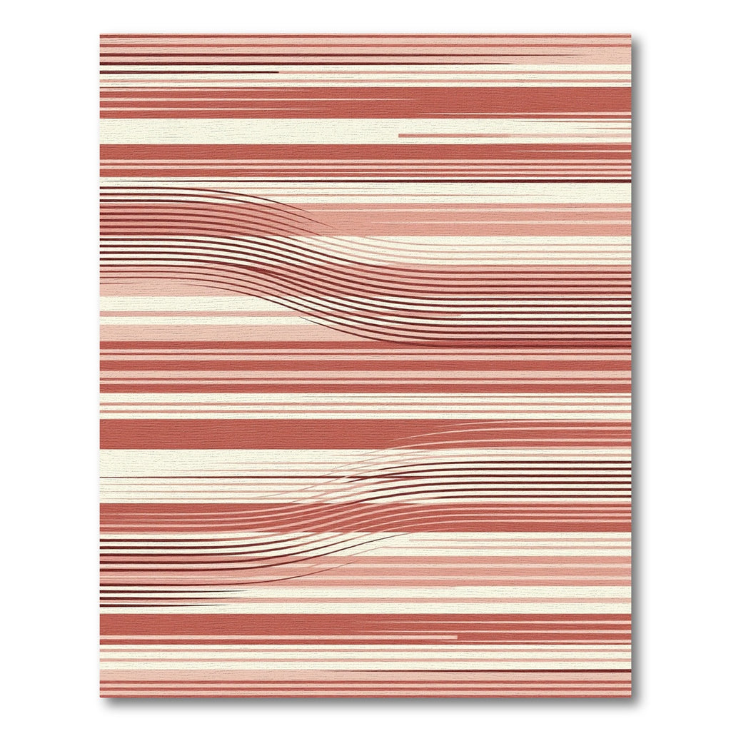 Salmon Modern Wavy Stripe Rug