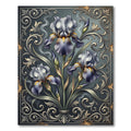 Elegant Lavender Iris Floral Scrollwork Rug